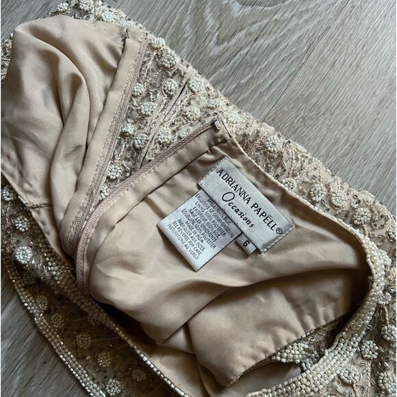 Vtg Adrianna Pappel Evening Silk Beaded Embroidered Pearl Sleeveless Top S - Picture 16 of 16